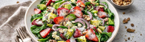 Avocado Strawberry Spinach Salad With Poppy Seed Dressing