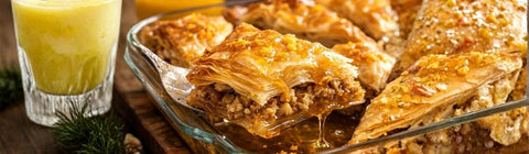 Baklava with mango Tangerine Syrup