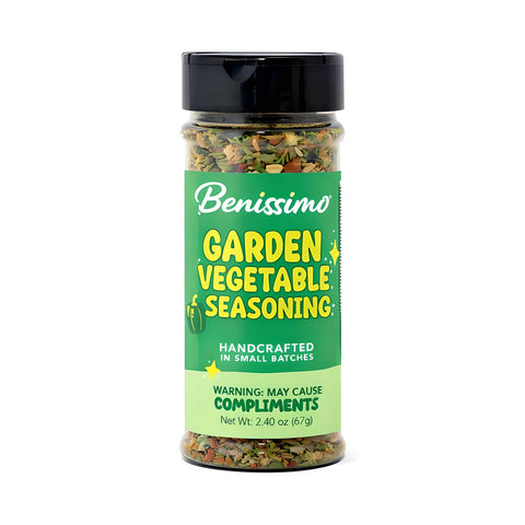 Benissimo Garden Vegetable Seasoning jar on a white background